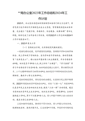 X局办公室2023年工作总结和2024年工作计划.docx