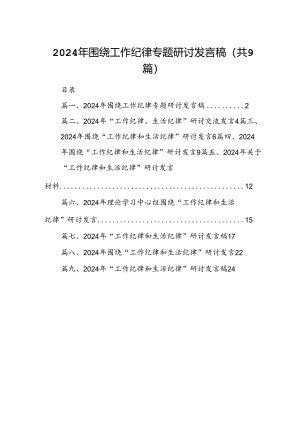 9篇2024年围绕工作纪律专题研讨发言稿集合.docx