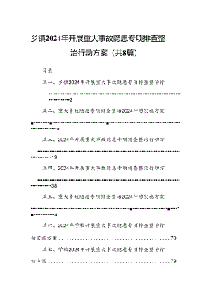 乡镇2024年开展重大事故隐患专项排查整治行动方案8篇（详细版）.docx