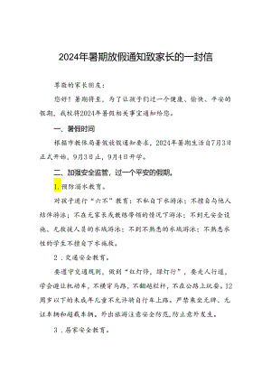 6篇2024年小学暑假致家长的一封信.docx