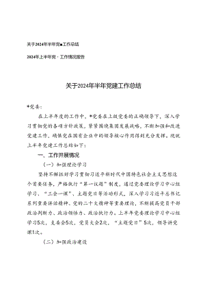 2篇 2024年上半年党建工作总结.docx