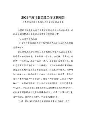 2023年度行业党建工作述职报告.docx