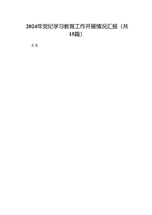 2024年党纪学习教育工作开展情况汇报15篇.docx