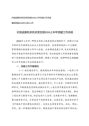 2篇 纪检监察机关机关党支部、集团党委2024上半年党建工作总结.docx