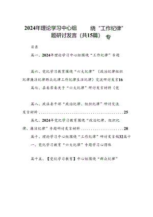 2024年理论学习中心组围绕“工作纪律”专题研讨发言（共15篇）.docx