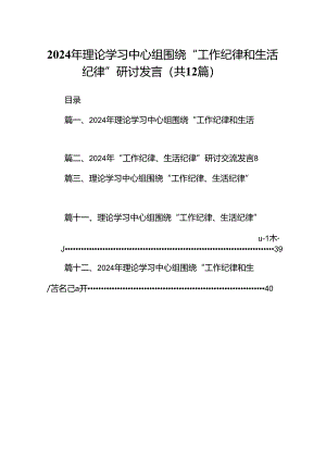 2024年理论学习中心组围绕“工作纪律和生活纪律”研讨发言 （汇编12份）.docx