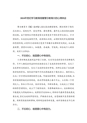 2024年党纪学习教育观看警示教育片的心得体会【9篇】.docx