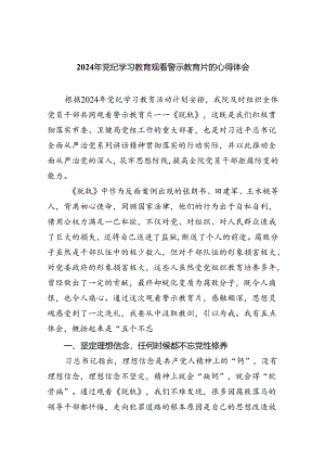(六篇)2024年党纪学习教育观看警示教育片的心得体会集锦.docx