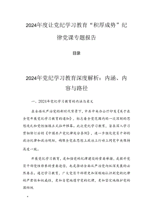 2024年度让党纪学习教育“积厚成势”纪律党课专题报告.docx