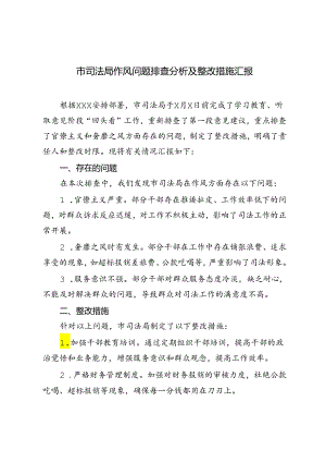 2024年市司法局作风方面的问题排查分析及整改措施汇报.docx