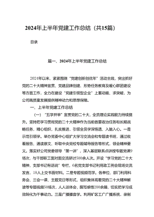 2024年上半年党建工作总结范本15篇（详细版）.docx