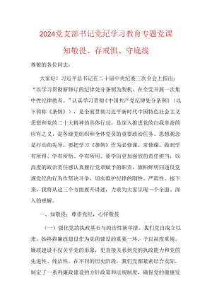 2024党支部书记党纪学习教育专题党课.docx