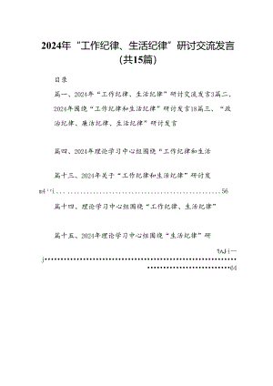 2024年“工作纪律、生活纪律”研讨交流发言（共15篇选择）.docx