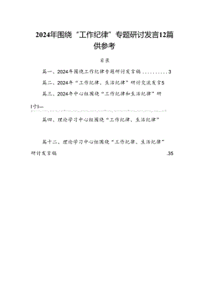 2024年围绕“工作纪律”专题研讨发言12篇供参考.docx