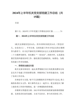 2024年上半年机关党支部党建工作总结优选15篇.docx