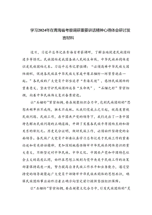 (六篇)学习2024年在青海省考察调研重要讲话精神心得体会研讨发言材料优选.docx