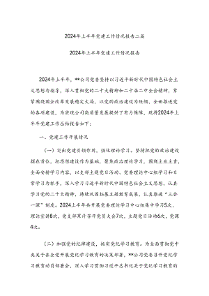 2024年上半年党建工作情况报告二篇.docx