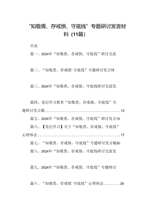 “知敬畏、存戒惧、守底线”专题研讨发言材料（11篇）.docx