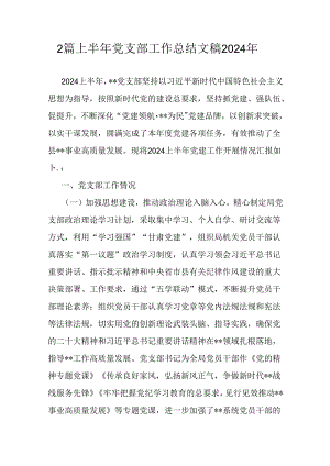 2篇上半年党支部工作总结文稿2024年.docx