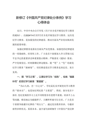 2024版新修订中国共产党纪律处分条例研讨发言材料十九篇.docx