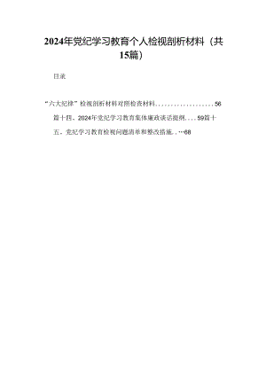 2024年党纪学习教育个人检视剖析材料 （汇编15份）.docx