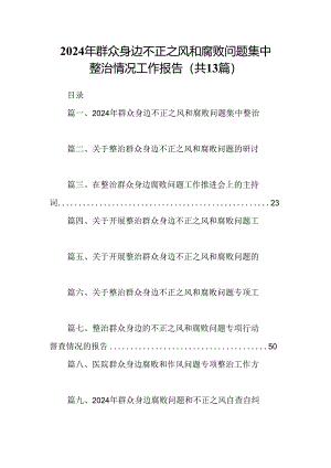 2024年群众身边不正之风和腐败问题集中整治情况工作报告（共13篇）.docx