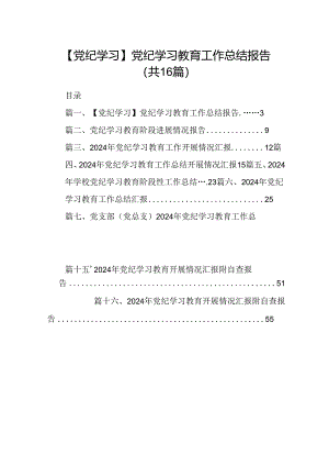 【党纪学习】党纪学习教育工作总结报告16篇（详细版）.docx