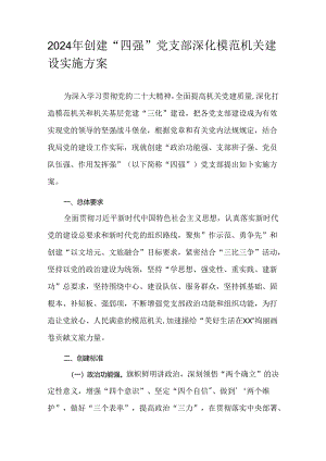 2024年创建“四强”党支部深化模范机关建设实施方案.docx