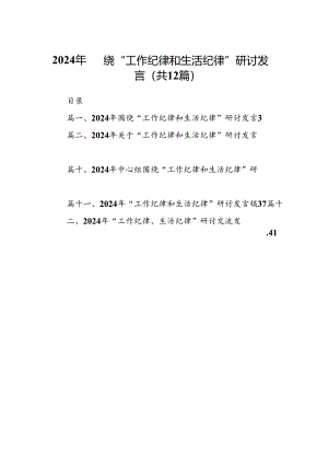 2024年围绕“工作纪律和生活纪律”研讨发言【12篇】.docx