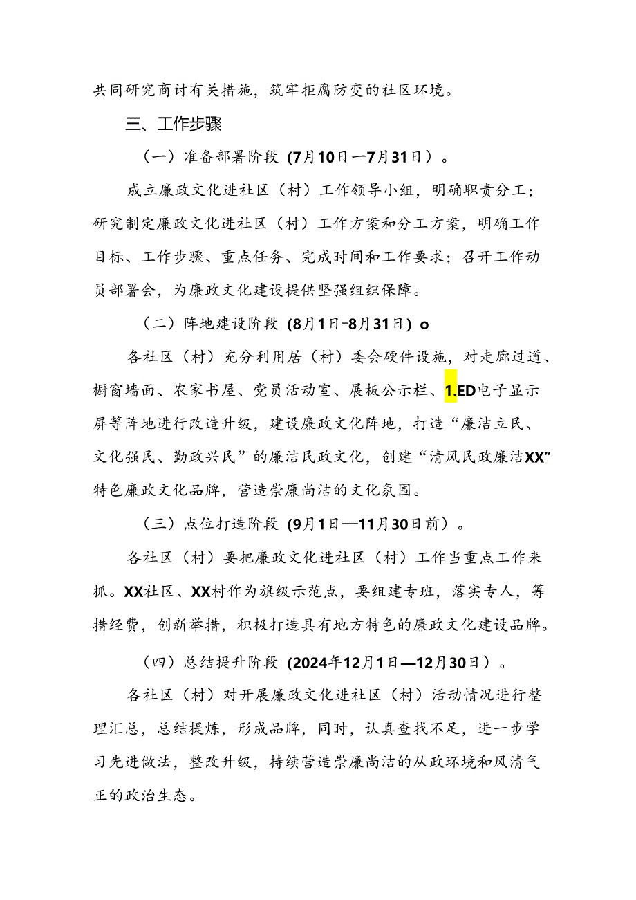 XX镇2024年廉政文化进社区(村)活动工作方案.docx_第3页