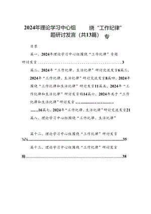 2024年理论学习中心组围绕“工作纪律”专题研讨发言范文13篇（精选）.docx