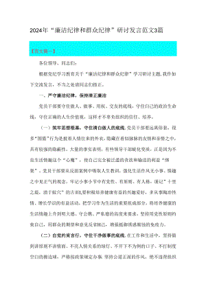2024年“廉洁纪律和群众纪律”研讨发言范文3篇.docx