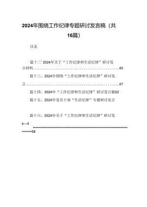2024年围绕工作纪律专题研讨发言稿（共16篇）.docx