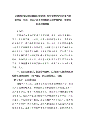 2024金融系统党纪学习教育纪律党课.docx