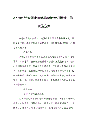 XX镇动迁安置小区环境整治专项提升工作实施方案.docx