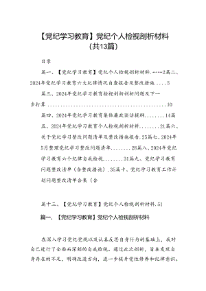 【党纪学习教育】党纪个人检视剖析材料(13篇合集）.docx