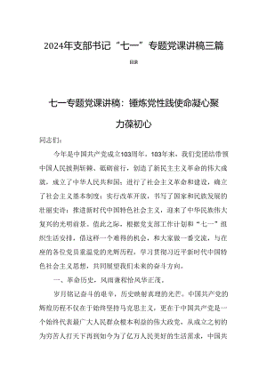 2024年支部书记“七一”专题党课讲稿三篇.docx