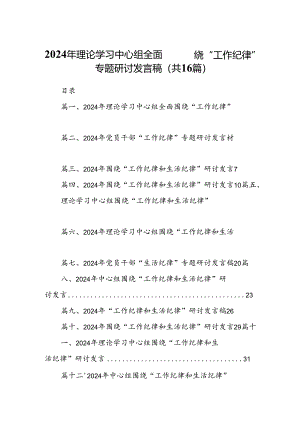 2024年理论学习中心组全面围绕“工作纪律”专题研讨发言稿（共16篇）.docx