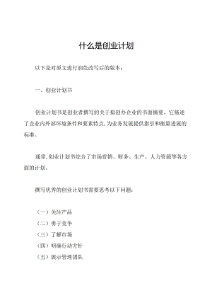 什么是创业计划.docx