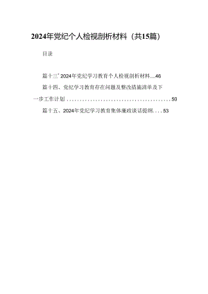 2024年党纪个人检视剖析材料（共15篇）.docx