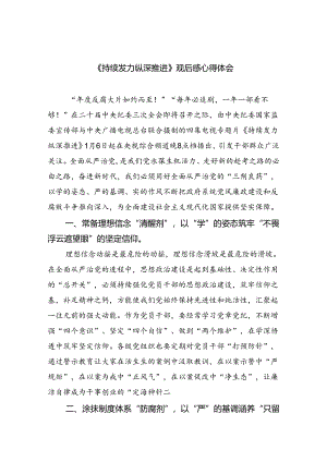 《持续发力纵深推进》观后感心得体会(精选六篇汇编).docx
