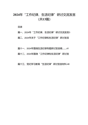2024年“工作纪律、生活纪律”研讨交流发言(精选13篇汇编).docx