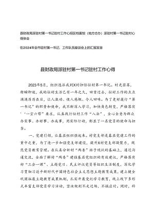 3篇2024年派驻村第一书记驻村心得体会、汇报发言.docx