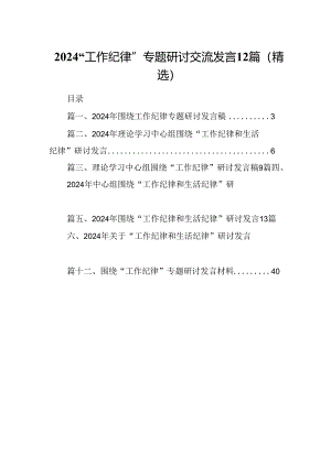 2024“工作纪律”专题研讨交流发言12篇（精选）.docx