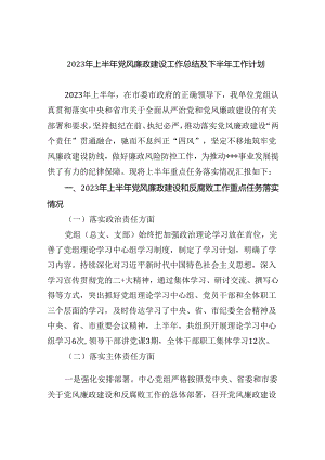 2023年上半年党风廉政建设工作总结及下半年工作计划9篇（详细版）.docx