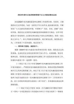 (六篇)2024年度纠正医药购销领域不正之风推进情况总结（最新）.docx
