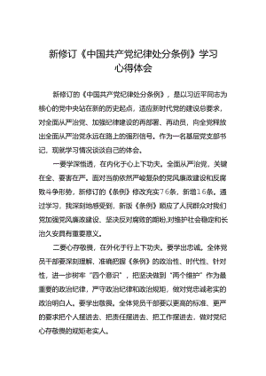 五篇党员干部2024新修订中国共产党纪律处分条例心得体会优秀模板.docx