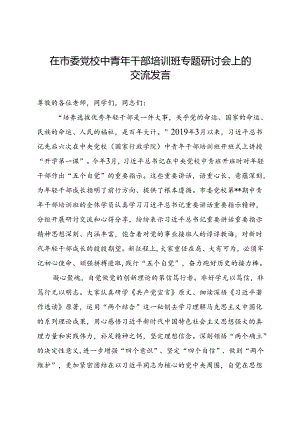 在市委党校中青年干部培训班专题研讨会上的交流发言.docx