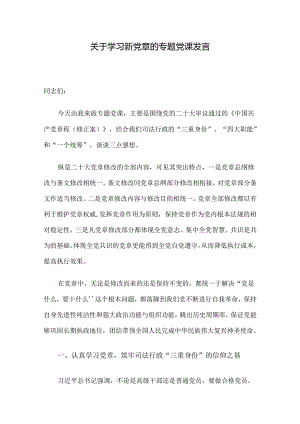 关于学习新党章的专题党课发言.docx