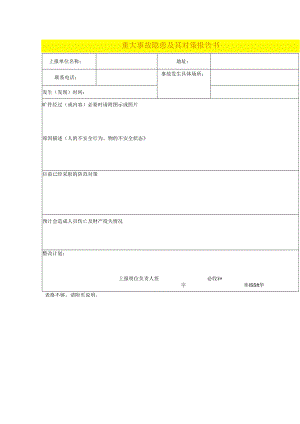 重大事故隐患及其对策报告书模板.docx